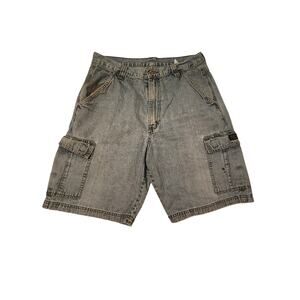 Wrangler cargo shorts size 32 mens light denim HERO y2k